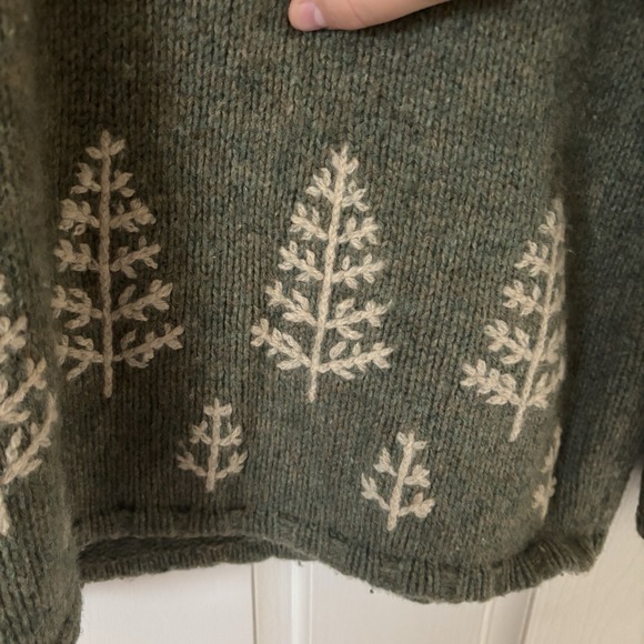 Vintage Eddie Bauer Womens Christmas Tree Sweater 100% Wool Size Large Green 90s - Picture 6 of 8